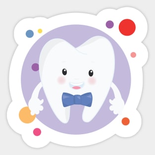 Cute Adorable Gentleman Tooth Kawaii Design Sticker